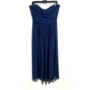 MONIQUE LHUILLIER Strapless Draped Chiffon Bridesmaid Gown Dress Blue 12